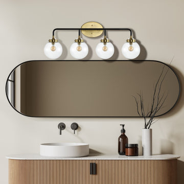 Caleb Brass Vanity Wall Sconce Clear